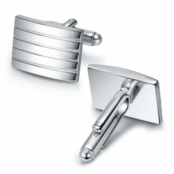 2 st Manschettknappar för Män Silver Rostfritt Stål Klassiska Manschettknappar för Män Randiga Manschettknappar för Kostymskjorta Bröllop Affärer Examenspresent