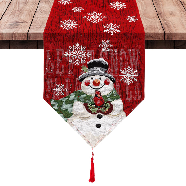 2-pak julebordløber Snowflake Snowman Bordløber til juleferie Køkken Spisebordsdekoration, 13 x 72 tommer