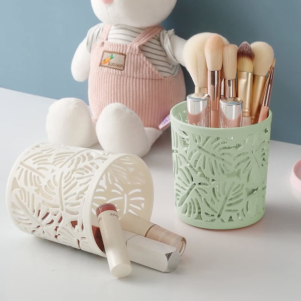 Penholder, Blomstret Hul Opbevaringsbeholder Multifunktionel Makeupbørste Opbevaringsbeholder Fint Skrivebordsdekoration Skole Hjem (Hvid) white