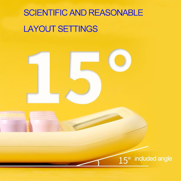 Luova karkkivärinen elektroninen laskin, pyöreä nappilaskin, 12-numeroinen LCD ja suuret pyöreät napit, söpö laskin toimistoon, kouluun, kotiin Yellow