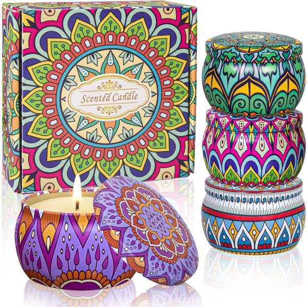 Doftljus Set för kvinnor paket med 4 sojavax aromaterapiljus för stress relief eller julfödelsedag mors dag