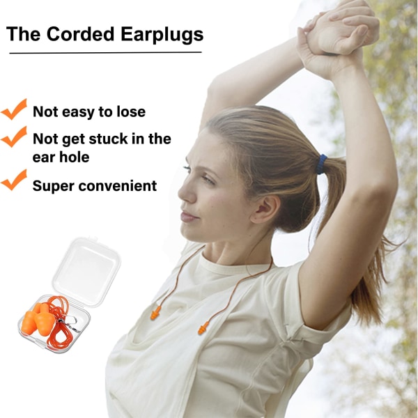 4 par öronproppar i silikon Brusreducerande vattentäta öronproppar med snöre Simning för vuxna hörselskydd Återanvändbara ljudisolerade hörsnäckor för sömn