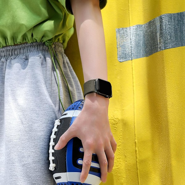 Yhteensopiva Apple Watch -rannekkeiden 38 mm 40 mm 41 mm kanssa, säädettävä punottu nyloninen urheiluranneke iWatch SE -sarjalle 8/7/6/5/4/3/2/1, armeijanvihreä