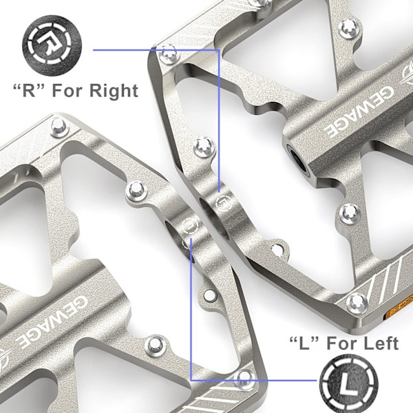 Cykelpedaler med reflexer, 3 tätade lager, halkfri CNC-aluminiumcykelplattform, 9/16 tums pedaler för landsvägscykel, MTB, elcykel. Titanium