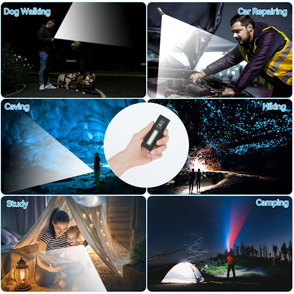 LED Ficklampa, USB Uppladdningsbar LED Ficklampa, Lättviktiga Nödficklampor 1200mAh, 4 Lägen Belysning Ficklampor