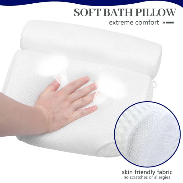 Kylpytyyny, kylpytyynyt päähän ja kaulalle, vedenpitävä kylpytyyny, 4D Air Mesh -teknologian kylpytyynyt, ergonominen kylpytyyny Home Spa -niskatuki