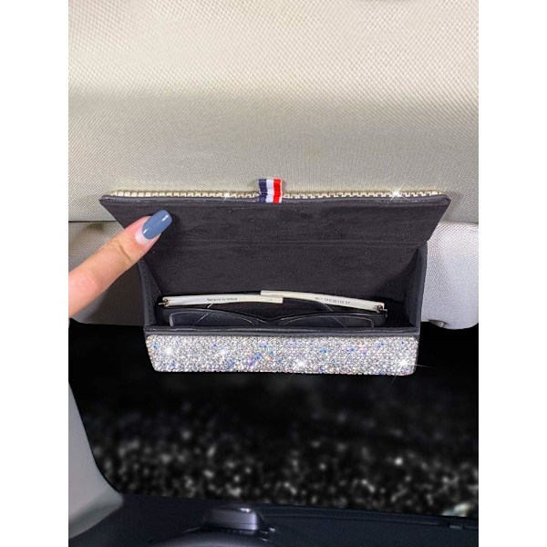 Bling Auton Kiinnitysklipsi Lasikotelot Strassitimantti Säilytysteline Auton Muotoilu Kannettava Aurinkosuoja Aurinkolasit Silmälasit Laatikko (Kruunu)