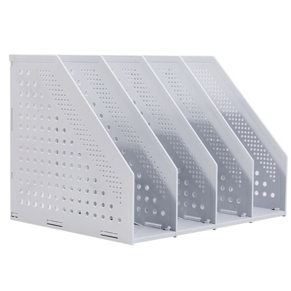 Sammenklappelig A4 Lever Arch Filmappe, 4-Sektioner Magasin Filmappe Fil Opdelere Bøger Brevholder Mesh Skrivebordsarrangørboks, 1 stk, lysegrå