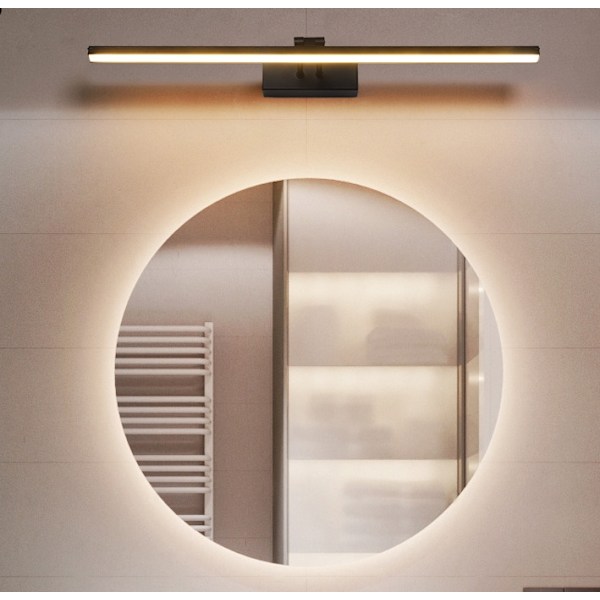 Spegelljus, Badrumsvägglampa Varmvit Led 10w 3200k, Modern Inomhus Badrumsbelysning Svart Lampa Badrumsbelysning, 50cm