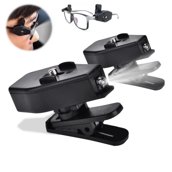 Mini Læselampe, Clip-on Clip Lampe Clip-on Lommelygte Clip Lampe til Natvedligeholdelse af Fiskeudstyr til Læsning (1 Par)