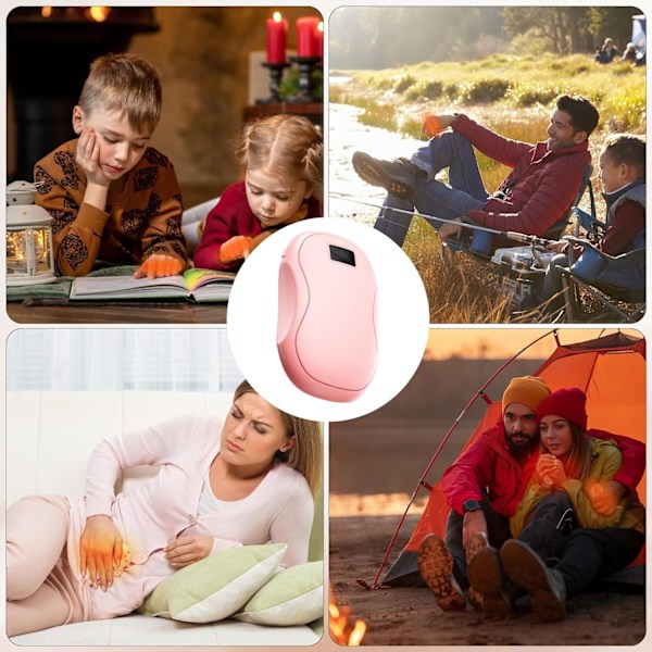 Håndvarmere, Genopladelige Håndvarmere med 3 Varmeindstillinger, Elektronisk Lommevarmer USB Varmer Bærbar 4000mAH Powerbank pink