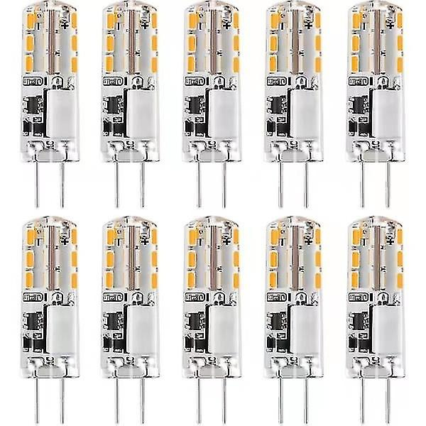 10x G4 LED-pærer 12V AC/DC Varmt Hvit 3000K 2W, dimmbare lys - WELLNGS