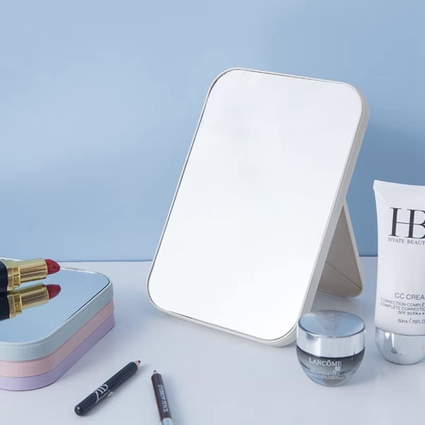 Super HD Spejl Bordpladespejl Foldbart Stativ Designet Makeup Spejl Håndfri/Håndholdt Spejl Beige