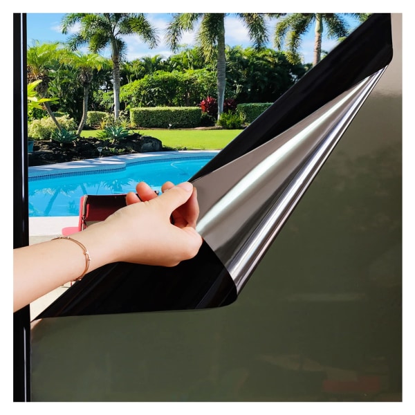 Anti-Peep Ikkunakalvo yksisuuntainen peilikalvo Lämpöä estävä anti-UV  sähköstaattinen yksityisyyden suoja 40×200cm kaksisävyinen (hopeamusta)  580f | Fyndiq