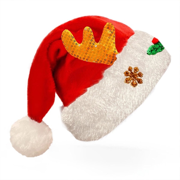 Plush Santa Hat , Funny Christmas Hats For Children & Adults Christmas Hat , Xmas Holiday Hat,Unisex Velvet Classic Santa Hat For Christmas New Year