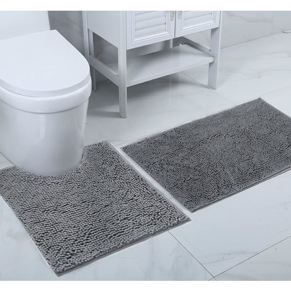 Kylpyhuoneen set - 3-osainen wc-matto - Pehmeä imukykyinen paksu  Chenille-liukumaton wc-matto - kylpyhuoneen wc-istuimeen 2c5c | Fyndiq