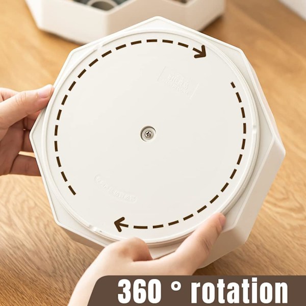 Pennhållare, skrivbordsförvaring, stor kapacitet 360° roterbar beige