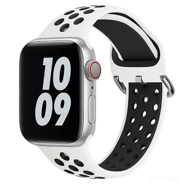 Ai Klokkereim For Apple Watch Band 45mm 44mm 40mm Series 7 6 5 4 Se Sports Pustende Armbånd Armbånd For Iwatch 3 42mm 38mm - Klokkebånd White black For 38mm-40mm-41mm