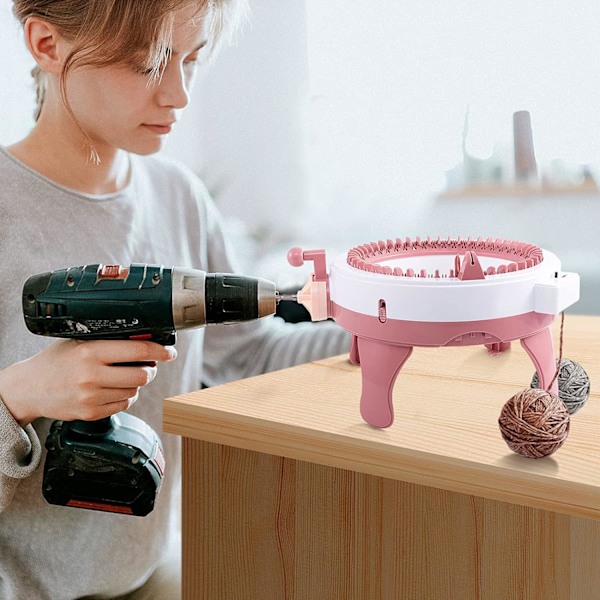 Stickmaskinsadapter för Borrmaskin, Snabbstickningsadapter för Sentro 22, 40, 48, Jamit, med Hex Stålbits Skruvmejseladapter (Rosa)