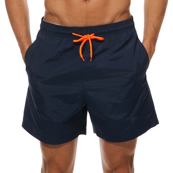 Badbyxor för män, snabbtorkande med meshfoder, badshorts för pojkar, strandshorts, svarta, blå, röda boardshorts, badkläder, surfshorts (L)