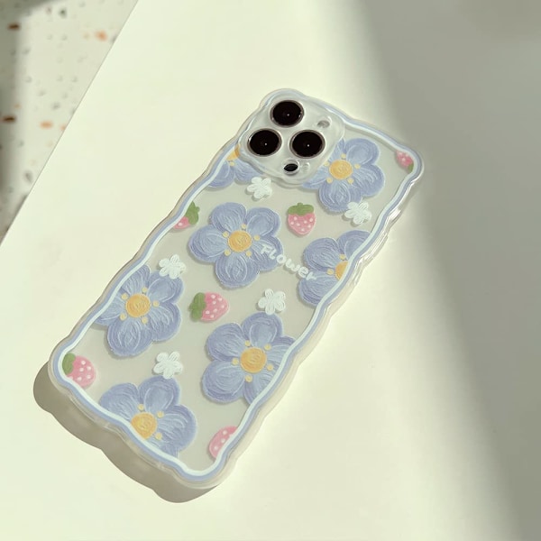 Kompatibelt med iPhone 11 Skal för Kvinnor Flickor, Sött Blommönster Mode Slim Mjukt Silikon TPU Skyddsskal för iPhone 11 6.1＂-Blå