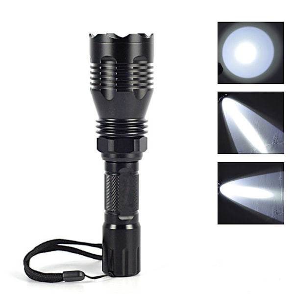 Ficklampa, Grön Ljus Superstark 2000 Lumen Taktisk, Ficklampa Fjärrstyrd Laddningsbar Vattentät Jaktfackla