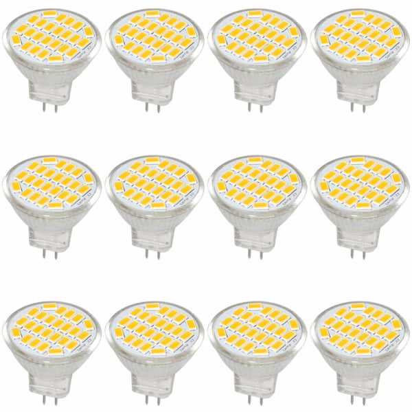MR11 GU4 LED-lamppuvalot DC/AC 10-30V 3W, 12V, 24V, 30W vastaava halogeenilamppu, 400 lumenia, lämmin valkoinen 3000K, LED-vaihto (12 kpl pakkaus)