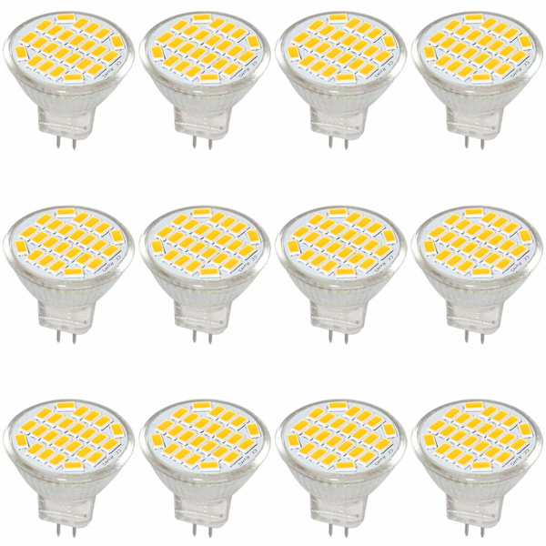 MR11 GU4 LED-valopolttimo Valot DC/AC 10-30V 3W, 12V, 24V, 30W vastaava halogeenipolttimo, 400 Lumenia, lämmin valkoinen 3000K, LED-korvaava (12 kpl)
