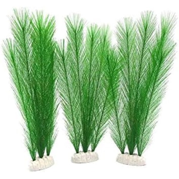 3 stk. Akvarium Dekorasjoner Fisketank 30CM/11\" Kunstige Grønne Vannplanter