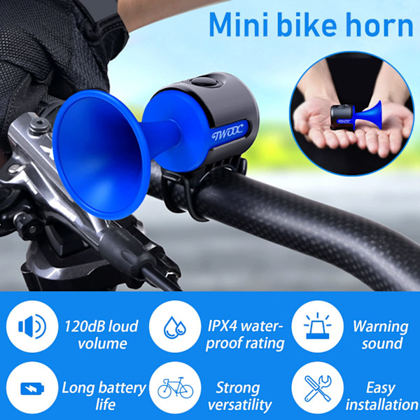 120 dB polkupyörän kello, IPX4 vedenpitävä polkupyörän kello, sähköinen MTB-polkupyörän kello, elektroninen äänimerkki, sopii 15–30 mm ohjaustangoille