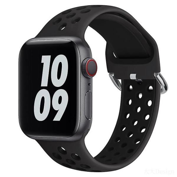 Ai Klokkereim For Apple Watch Band 45mm 44mm 40mm Series 7 6 5 4 Se Sports Pustende Armbånd Armbånd For Iwatch 3 42mm 38mm - Klokkebånd Black black 42mm-44mm-45mm-49mm