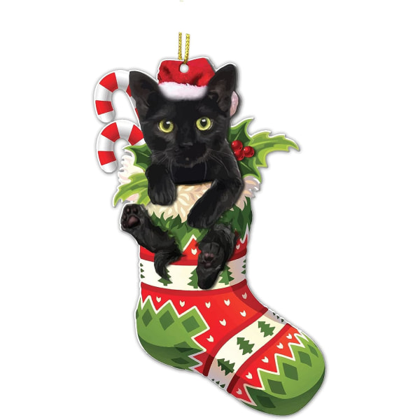 Sort kat julepynt - sort kat hvad juledekor træ hængende - 2023 sort kat julepynt