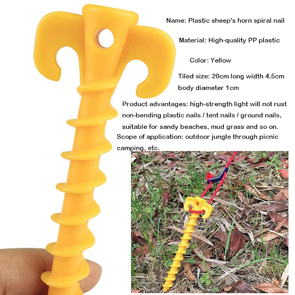 10 st Campingtältpinnar WanFengXue Tältpinnar Tältpinnar Tunga Tältpinnar Plastskruv för Fästning av Campingtält Regnskydd Utomhus Tältpinnar 20×4.5cm