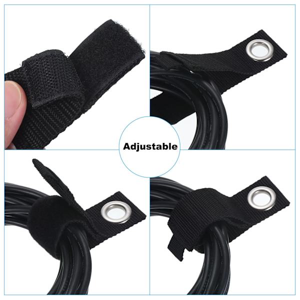 Forlængerledning Holder Organizer 10 Tommer, 2 Pakker Krog og Loop Opbevaringsrem Hængende til Strømkabler Tov Hængende Garage Vægopbevaring, Sort