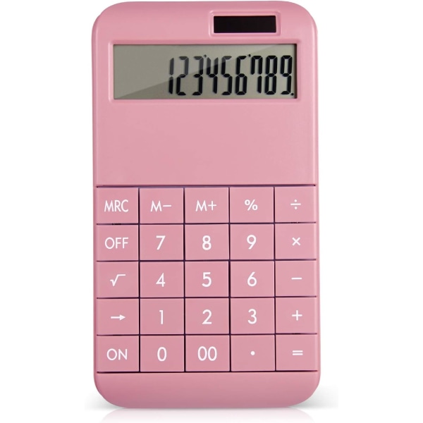 Grundläggande standardräknare 12-siffrig skrivbordsräknare med stor LCD-skärm för kontor, skola, hem och företag, modern design - rosa