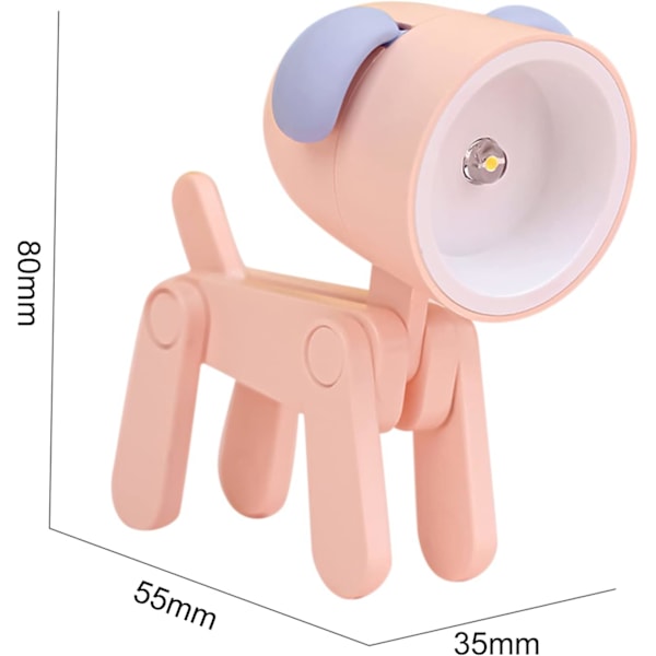 LED Skrivebordslampe Sød Telefonholder, Hundeformet Natlampe Skrivebordslampe Justerbar Telefonholder, Sammenklappelig Læse Sengelampe til Natstudie Rejse