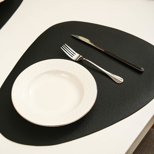 Pyöreät pöytätabletit ja 6 mukinalusetin sarja, liukumattomat pestävät lämmönkestävät PVC-pöytätabletit keittiön pöydälle, 15 tuumaa, musta Black