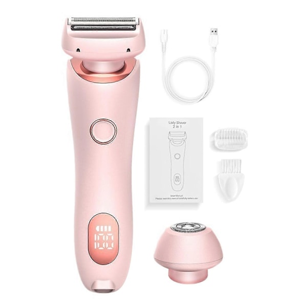 2-i-1 Bikini Trimmer Elektrisk Barbermaskin for Kvinner, Silky Glide Pro Hårfjerning for Barbering av Ben, Armer, Underarmer og Ansikt Rosa