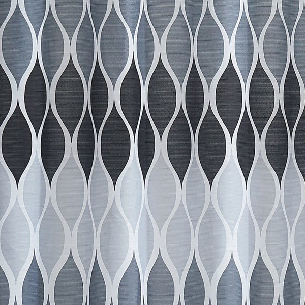 Texturerad Duschdraperi Set, Set med 1 Duschdraperi & 12 Metallkrokar, Rostbeständig, 100% Polyester, Maskintvättbar, Mått 70” X 72”, Grå Grey