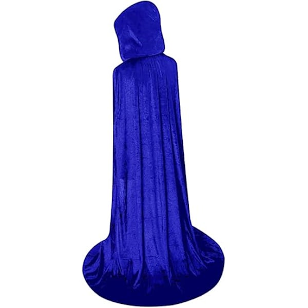 Unisex-täyspitkä huppuviitta viitta pitkä samettiviitta cosplay-asu Royal Blue