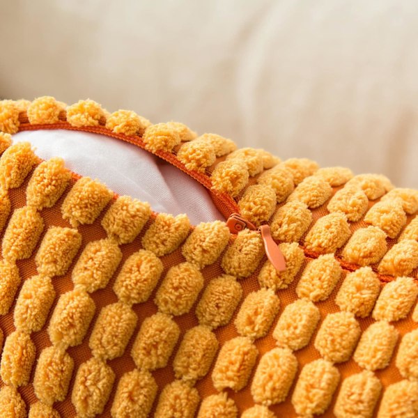 Corduroy Granule Pudebetræk Dekorative Pudebetræk Aflange Bløde Pellets Solid Pudebetræk til Sofa Soveværelse 12x20 Tommer 6#Orange