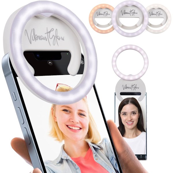 Telefon Ringlys med Klemme, Roterbart Selfie Ringlys for Telefon, Nettbrett, Laptop med USB-C Ladekabel, 3 Fargemoduser & 5 Lysstyrkenivåer