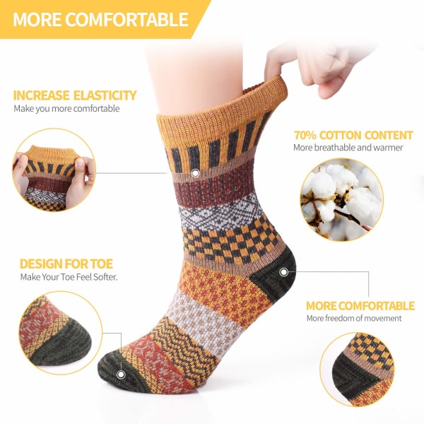 5 Pairs Thermal Women Socks Warm Thick Knitting Winter Wool Sock for Ladies