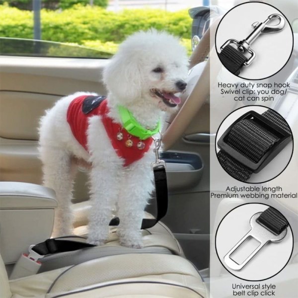 Hund/katt Säkerhetsbälte koppel/husdjurssele för bilbarnstolar - Svart