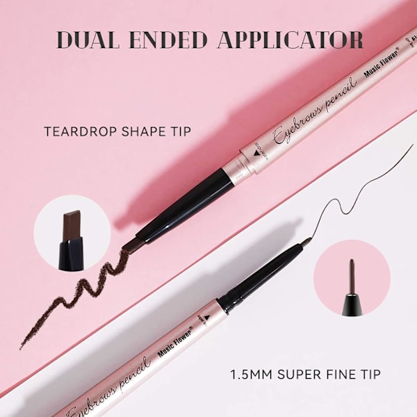 Ögonbrynspenna med dubbla ändar, Vattentät ögonbrynspenna, Kladdfri och långvarig ögonmakeup, 1-pack #01