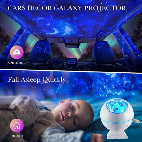 Galaxy Star Sky-projektor, LED-takprojektion Nattljusnebulosa Stjärnhimmel Molnmåne med fjärrkontroll, 10 färgglada lägen