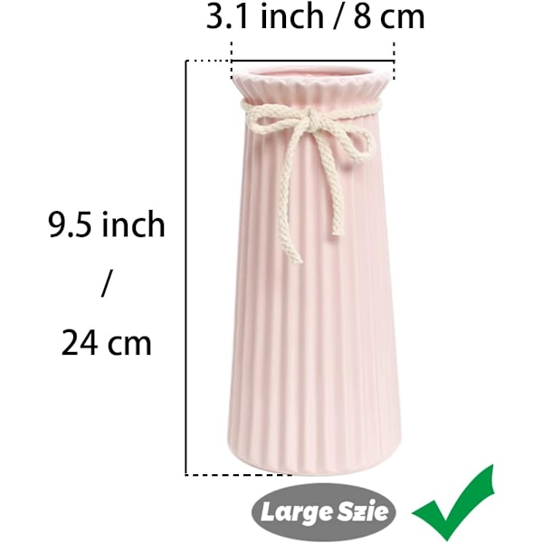 Höjd 24 cm Rosa Keramisk Konisk Vas för Pampas, Stor Modern Hög Dekorativ Vas