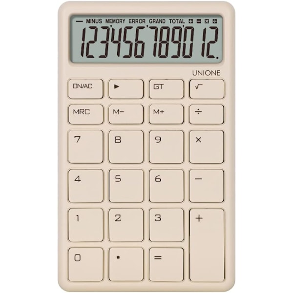 Beige lomme- og skrivebordskalkulator med lys LCD-skjerm og bærbar skrivebordskalkulator med dobbel strømforsyning White