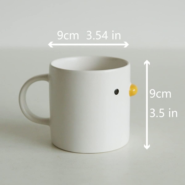 Sød Original Keramikkrus & Andekrus & Kaffekrus & Kyllingekrus & Cappuccinokrus & 3D Andekrus, Bedste Gave til Venner. (410ml)