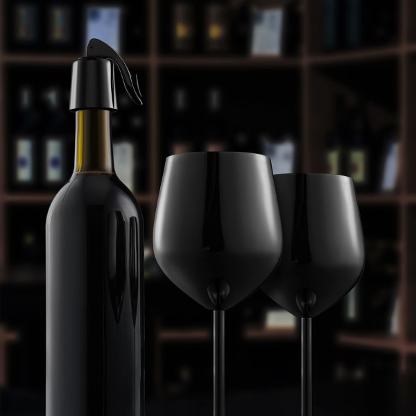 Mustat viinilasit, 4, 550 ml set musta pikari, ruostumattomasta teräksestä valmistettu viinilasi, ainutlaatuinen ja kannettava metallinen viinilasi Black